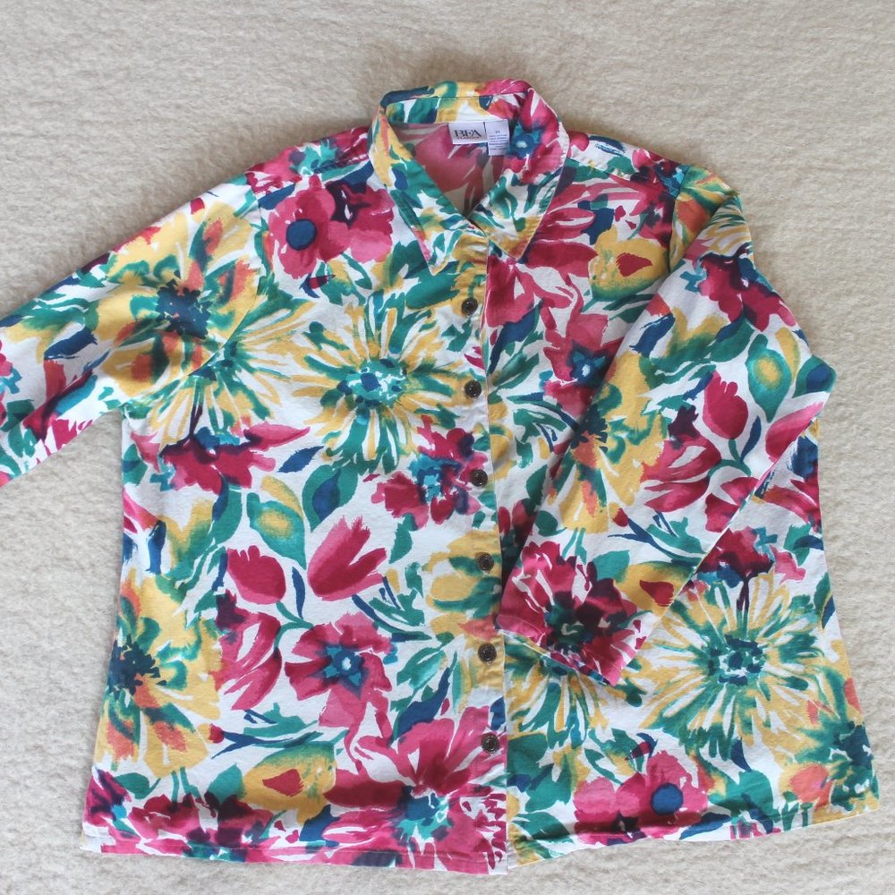 3X Watercolor Floral Canvas Jacket
